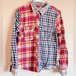 Artisan de Luxe Multicolor Plaid Flannel Shirt M Western Boho Studded Grunge